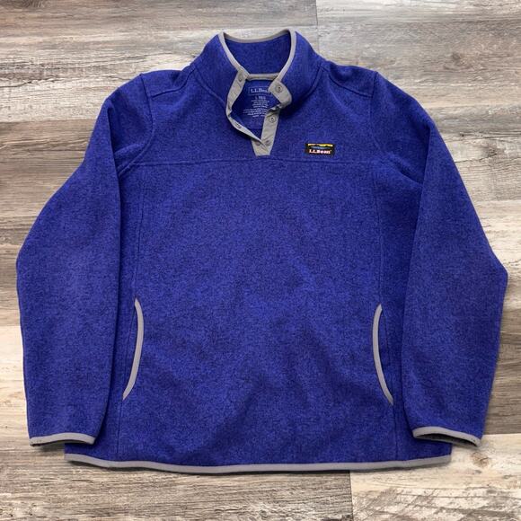 LL Bean‎ Purple Womens L Quarter Snap T Knit Sweatshirt Fleece Pullover Outdoors - Picture 1 of 6